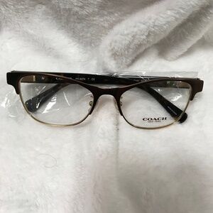 Coach Women's Eyeglass Frame Satin Brown Gold Dark Tortoise NWT 52 Lens Width